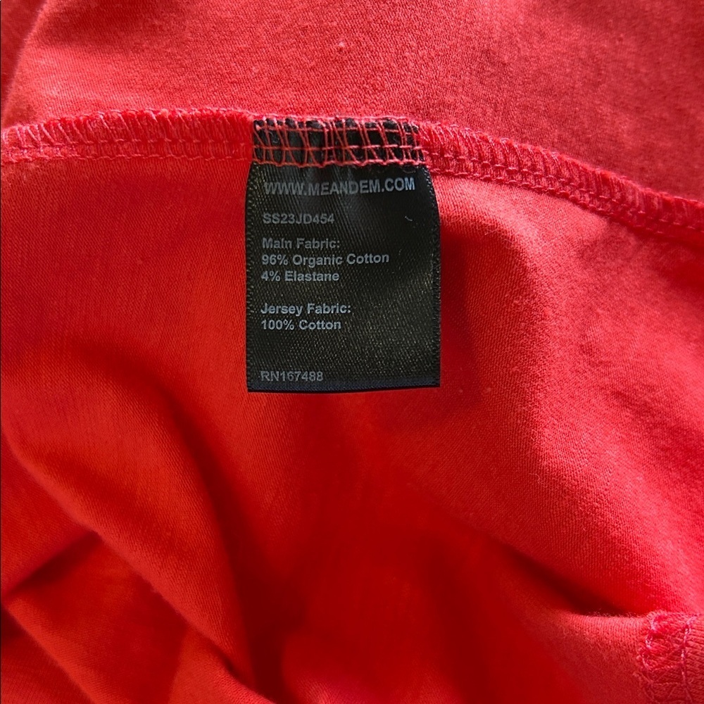 ME+EM Red Cut Out Back Midi Dress Organic Cotton Pockets Tie Back Sz 8 - Picture 13 of 16